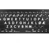 Mac-tastatur Bluetooth, sort bakgrunn med hvite symboler