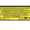 PC-tastatur Bluetooth, gul bakgrunn med sorte symboler