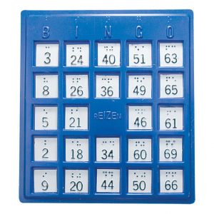 Bingobrett  med punktskrift og taktile tall (10 pk)